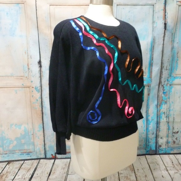 Vintage Anthony Sicari Black Knit Sweater Size 10 - Picture 2 of 6